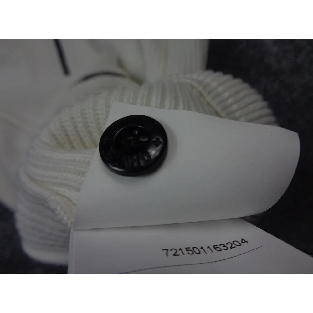 Stone Island Wool Sweater White L Full Zip‎ Ribbed Knit  Full Zip Quiet Luxury